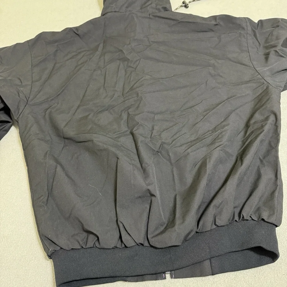 Vtg‎ Bomber Jacket Mens Large Black Hooded Full Zip Pro Fit Union USA 90s Custom